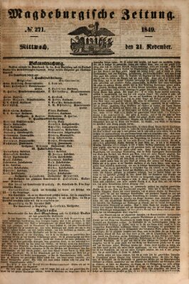 Magdeburgische Zeitung Mittwoch 21. November 1849