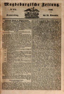 Magdeburgische Zeitung Donnerstag 22. November 1849