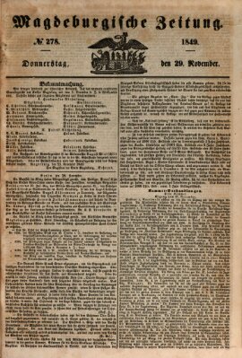 Magdeburgische Zeitung Donnerstag 29. November 1849