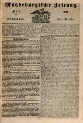 Magdeburgische Zeitung Samstag 1. Dezember 1849