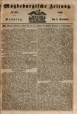 Magdeburgische Zeitung Sonntag 2. Dezember 1849