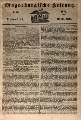 Magdeburgische Zeitung Samstag 20. April 1850