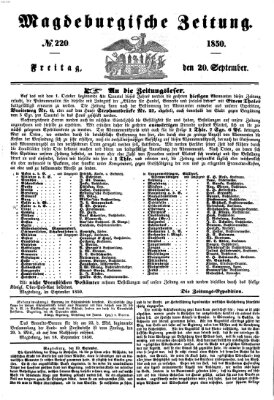 Magdeburgische Zeitung Freitag 20. September 1850