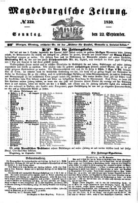 Magdeburgische Zeitung Sonntag 22. September 1850