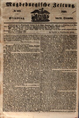 Magdeburgische Zeitung Dienstag 31. Dezember 1850