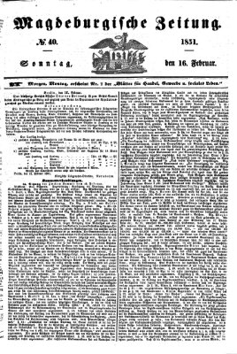 Magdeburgische Zeitung Sonntag 16. Februar 1851