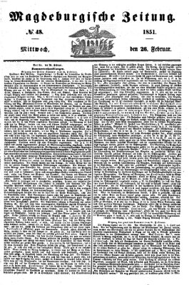 Magdeburgische Zeitung Mittwoch 26. Februar 1851