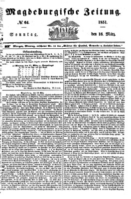 Magdeburgische Zeitung Sonntag 16. März 1851