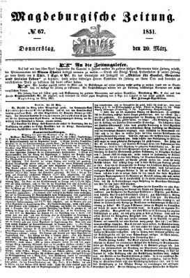 Magdeburgische Zeitung Donnerstag 20. März 1851