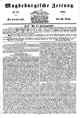 Magdeburgische Zeitung Samstag 29. März 1851