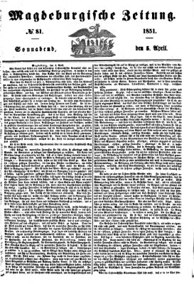 Magdeburgische Zeitung Samstag 5. April 1851