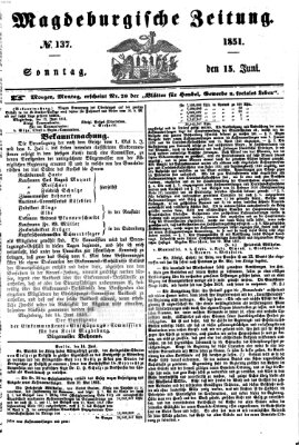 Magdeburgische Zeitung Sonntag 15. Juni 1851