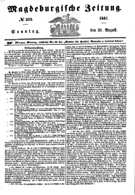 Magdeburgische Zeitung Sonntag 31. August 1851