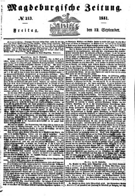 Magdeburgische Zeitung Freitag 12. September 1851