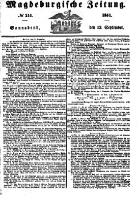 Magdeburgische Zeitung Samstag 13. September 1851