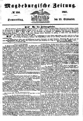 Magdeburgische Zeitung Donnerstag 25. September 1851