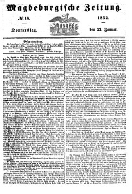 Magdeburgische Zeitung Donnerstag 22. Januar 1852