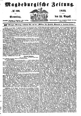 Magdeburgische Zeitung Sonntag 22. August 1852