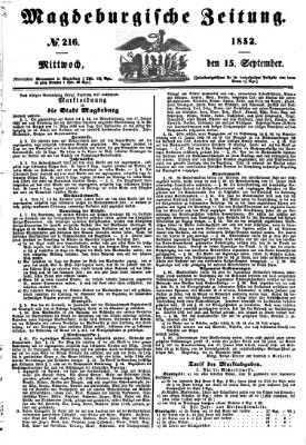 Magdeburgische Zeitung Mittwoch 15. September 1852