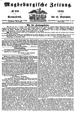 Magdeburgische Zeitung Samstag 18. September 1852