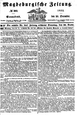 Magdeburgische Zeitung Samstag 25. Dezember 1852