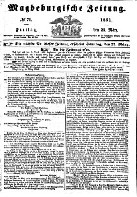 Magdeburgische Zeitung Freitag 25. März 1853