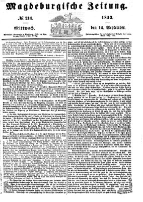 Magdeburgische Zeitung Mittwoch 14. September 1853