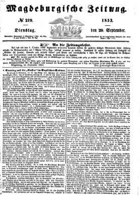 Magdeburgische Zeitung Dienstag 20. September 1853