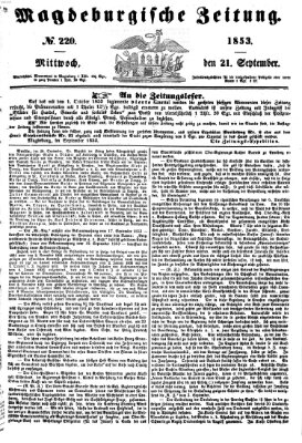 Magdeburgische Zeitung Mittwoch 21. September 1853