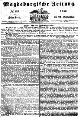 Magdeburgische Zeitung Dienstag 27. September 1853