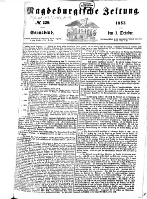 Magdeburgische Zeitung Samstag 1. Oktober 1853