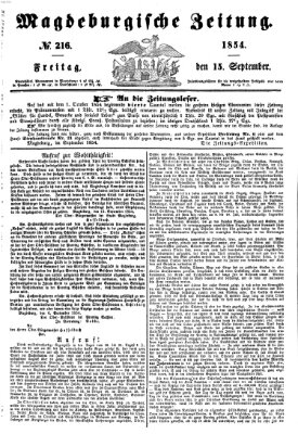 Magdeburgische Zeitung Freitag 15. September 1854