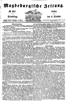 Magdeburgische Zeitung Dienstag 3. Oktober 1854