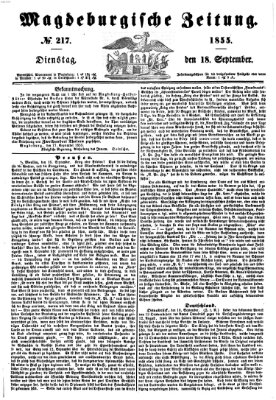 Magdeburgische Zeitung Dienstag 18. September 1855