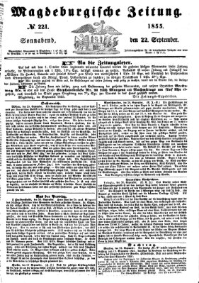 Magdeburgische Zeitung Samstag 22. September 1855