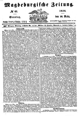 Magdeburgische Zeitung Sonntag 16. März 1856