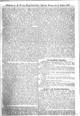 Magdeburgische Zeitung Montag 2. Februar 1857