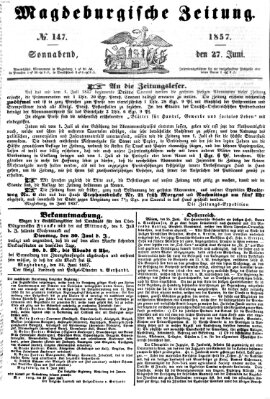 Magdeburgische Zeitung Samstag 27. Juni 1857