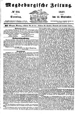 Magdeburgische Zeitung Sonntag 13. September 1857