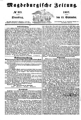 Magdeburgische Zeitung Dienstag 15. September 1857