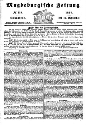 Magdeburgische Zeitung Samstag 19. September 1857