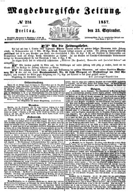 Magdeburgische Zeitung Freitag 25. September 1857