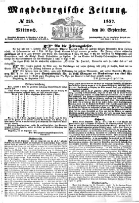 Magdeburgische Zeitung Mittwoch 30. September 1857