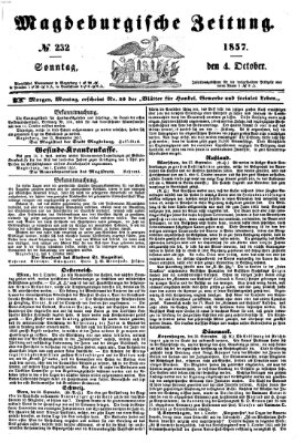 Magdeburgische Zeitung Sonntag 4. Oktober 1857