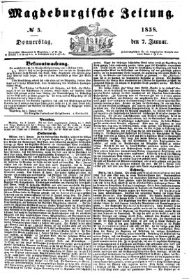 Magdeburgische Zeitung Donnerstag 7. Januar 1858