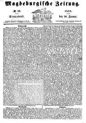 Magdeburgische Zeitung Samstag 16. Januar 1858