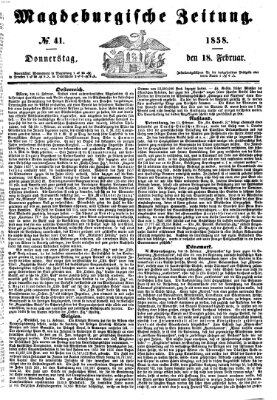 Magdeburgische Zeitung Donnerstag 18. Februar 1858