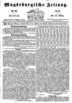 Magdeburgische Zeitung Sonntag 14. März 1858