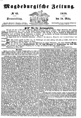 Magdeburgische Zeitung Donnerstag 18. März 1858