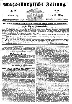 Magdeburgische Zeitung Sonntag 28. März 1858